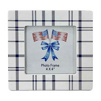 Blue Plaid Wooden Picture Frame, 4 in x