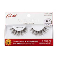 Kiss Mink Effect Collection 3D Volume False Eyelashes Single Pack, Refinement, Full Glam, 16mm, 1 Pair
