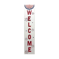 Patriotic Red 'Welcome' Porch Leaner, 44 in
