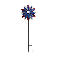 Patriotic Flower Metal Windmill Lawn Stake, 42 in