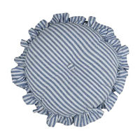 Blue Striped & Ruffle Round Pillow, 14 in