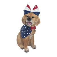 Patriotic Resin Dog Statue with Bow, 7.5 in