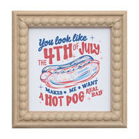 4th of July Hot Dog Tabletop Art, 5 in x 5 in