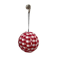 Red Plaid Fabric Ornament, 4 in