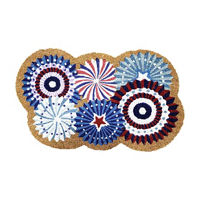 Patriotic Fireworks Coir Mat with PVC Back, 18