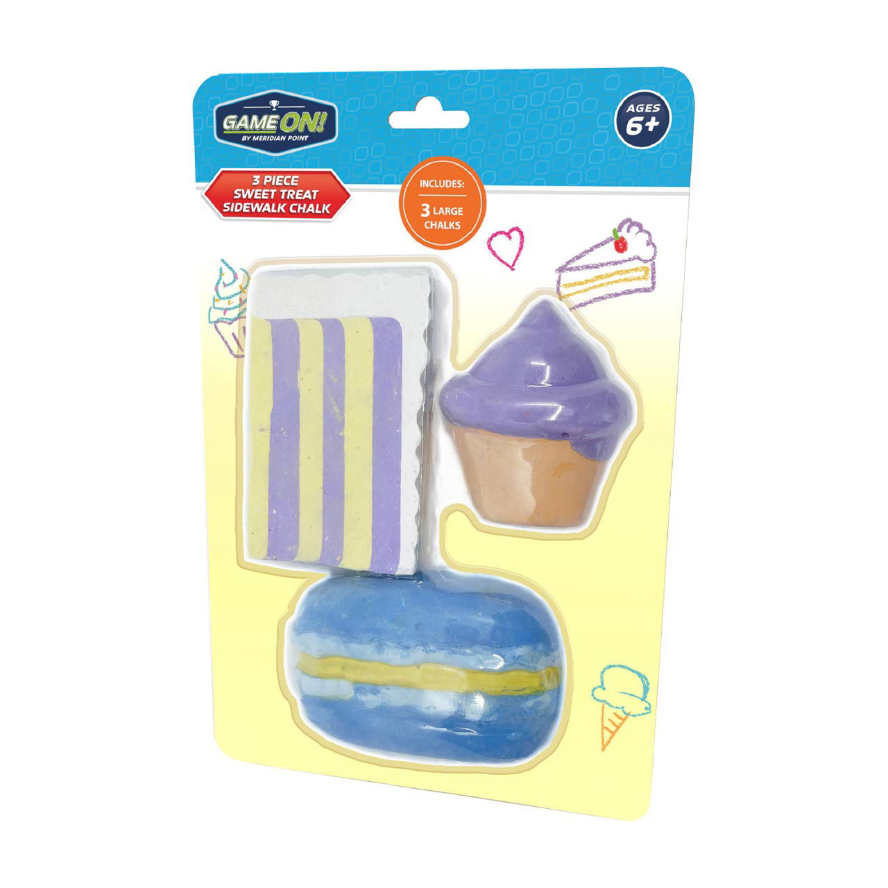 Game On Sweet Treat & Food Sidewalk Chalk, 6 pk