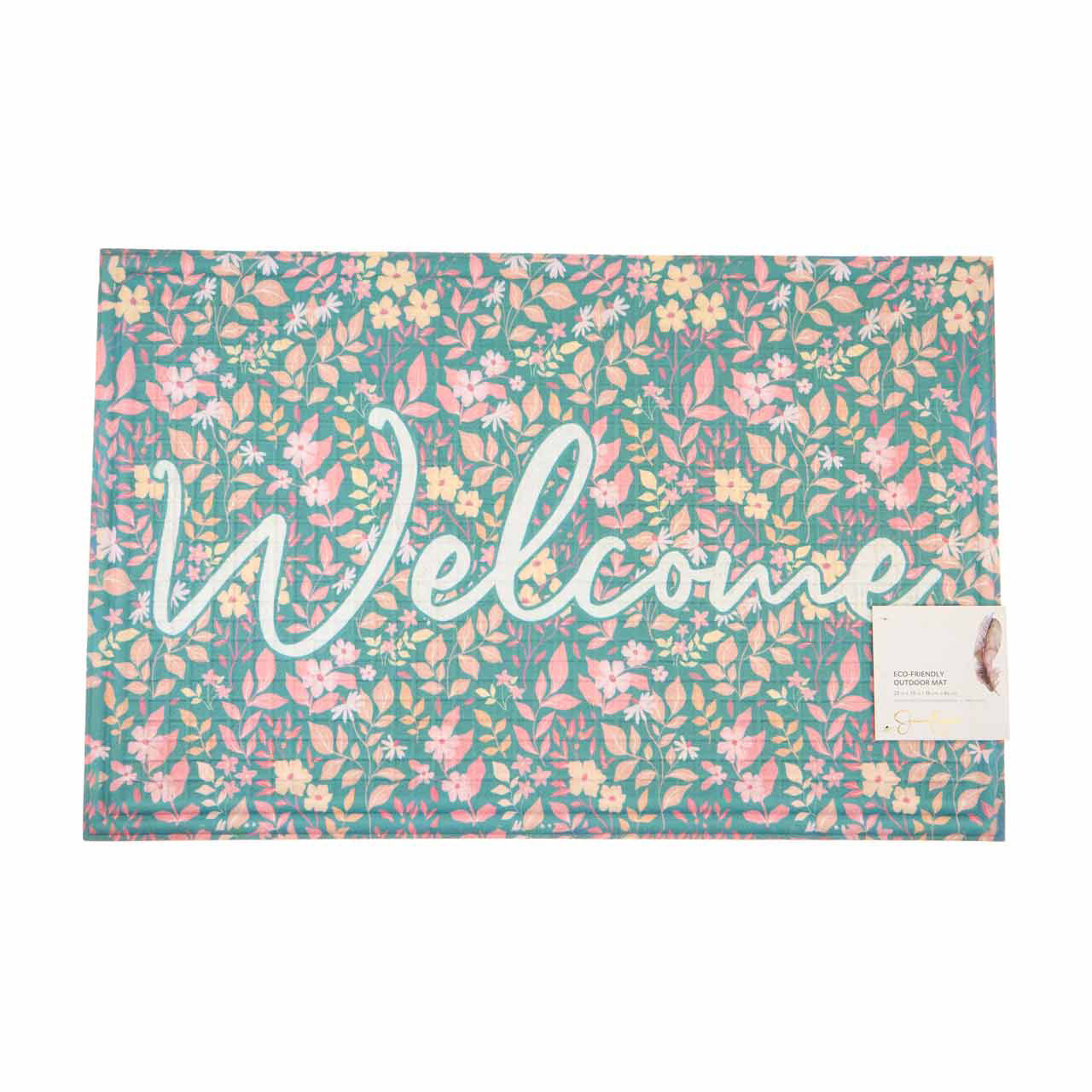 "Welcome" Floral Outdoor Doormat