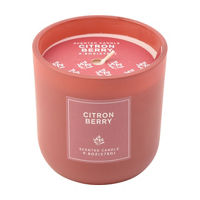 Citron Berry Scented Candle in Red Glass Jar,
