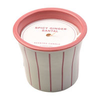 Smooth Santal Scented Candle in Striped Glass Jar,