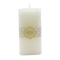 Ribbed White Unscented Pillar Candle, 13 oz