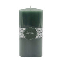 Ribbed Green Unscented Pillar Candle, 13 oz