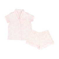 Summer Pink Ribbon Notch Pajama Set, Medium