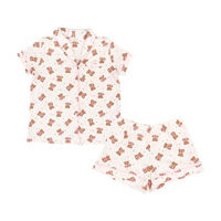 Summer Pink Teddy Notch Pajama Set, Large