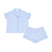 Summer Blue Floral Notch Pajama Set, 2XL