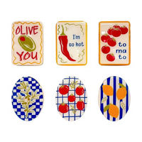 Decorative Kitchen Magnets, 6 Assorted Styles
