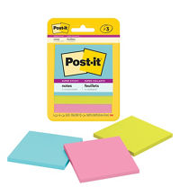 Post-it Super Sticky Notes, 3 Sticky Note Pads, 3 x 3 in., School Supplies, Office Products, 2X the Sticking Power, Supernova Neons Collection
