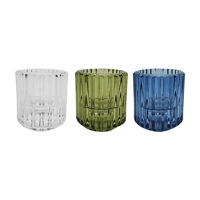 Ribbed Glass Candle Holders, 3 Assorted Colors