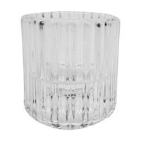Clear Ribbed Glass Candle Holder