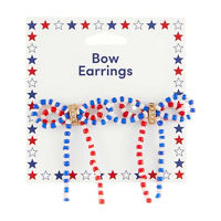 Patriotic Red White & Blue Beaded Bow Post