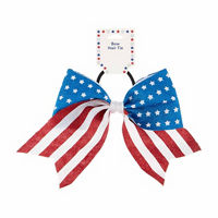 Patriotic American Flag Glitter Bow Hair Tie