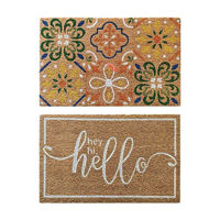 Coir Welcome Door Mat, 18x30 in, 2 Assorted