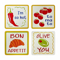 Decorative Coasters, 4 pk, Assorted Designs