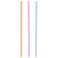 Summer Multicolor Assorted Striped Plastic Straws, 10 ct