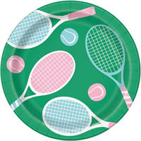 Sporty Summer Tennis Round Paper Plates, 9 in, 8 ct