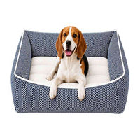 Navy Herringbone Pet Cuddler Bed, Large