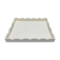 White Scalloped Wooden Tray