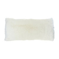 White Faux Fur Bedrest Pillow, 33x16 in