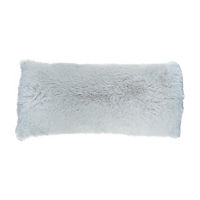 Gray Faux Fur Bedrest Pillow, 33x16 in