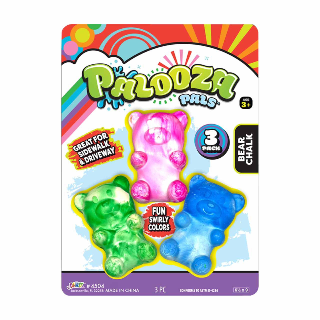 Palooza Pals Gummy Bear Shaped Chalk, 3 ct