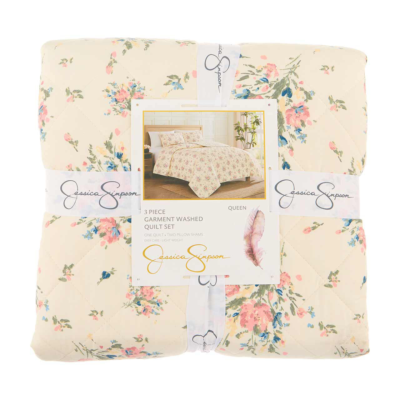 Jessica Simpson Garment Washed Quilt Set, Queen, 3 pc