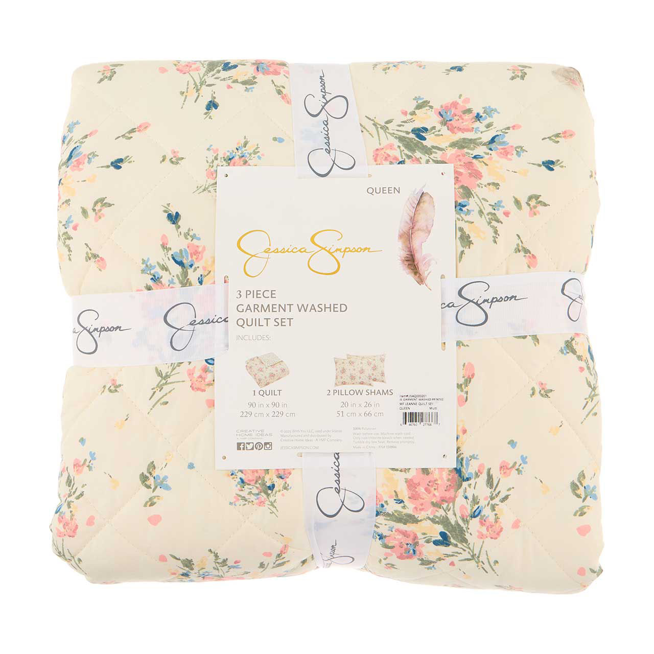 Jessica Simpson Garment Washed Quilt Set, Queen, 3 pc