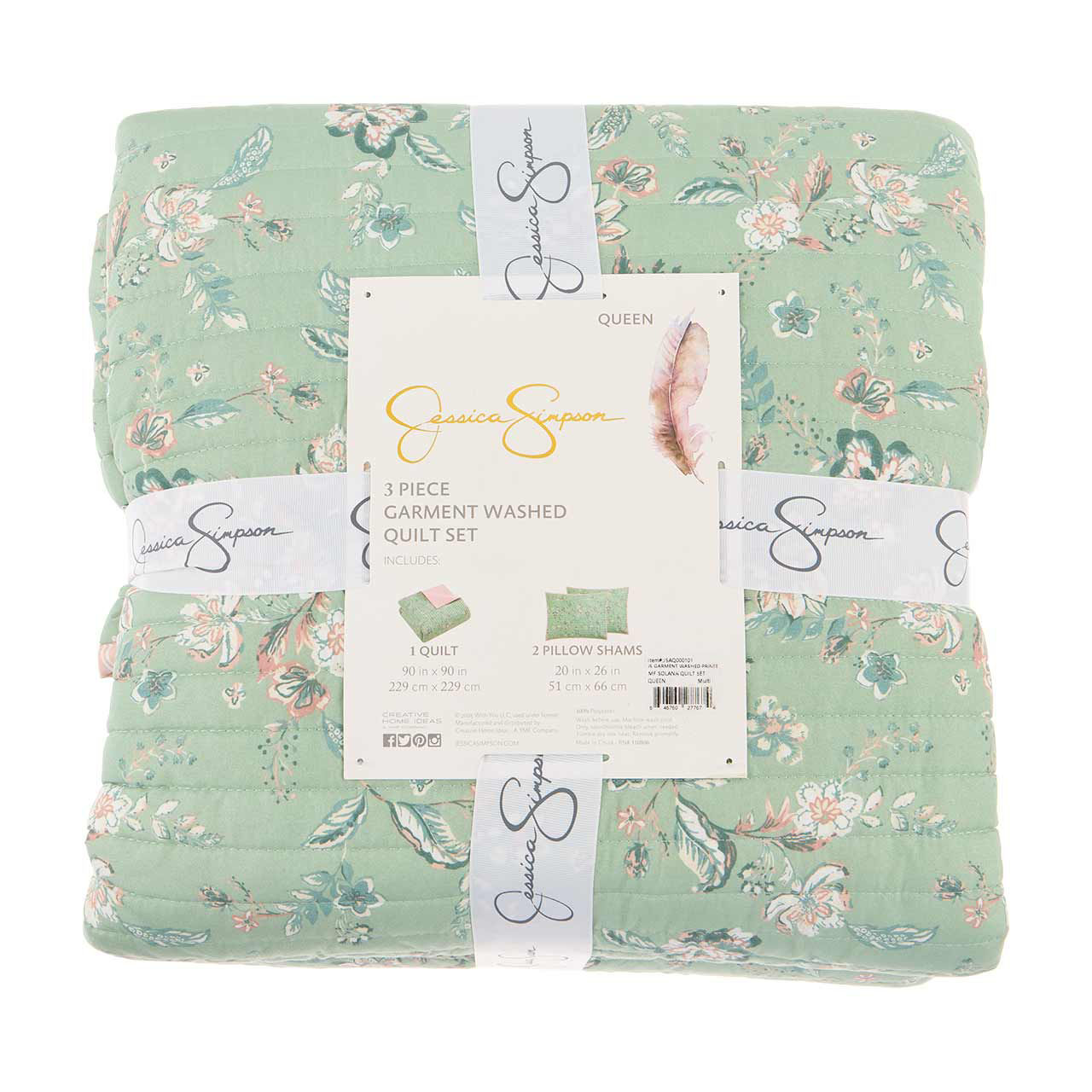 Jessica Simpson Garment Washed Quilt Set, Solana, Queen, 3 pc