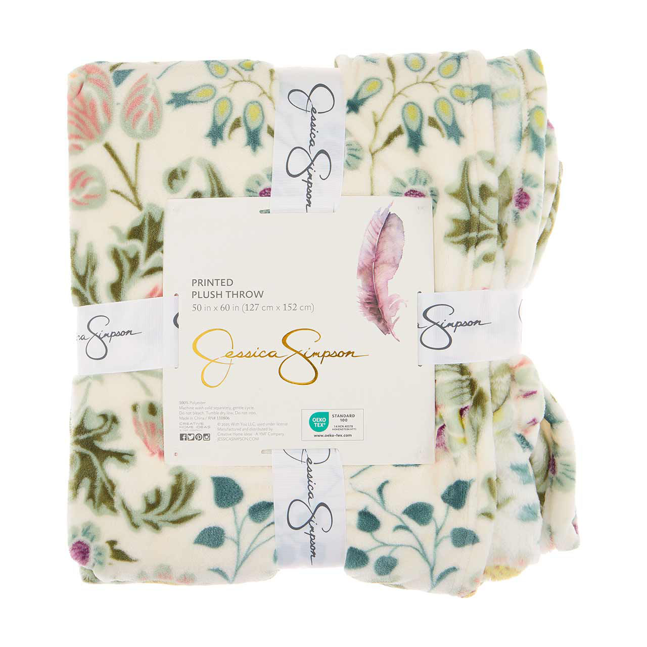 Jessica Simpson Printed Plush Throw, 50 in x 60 in