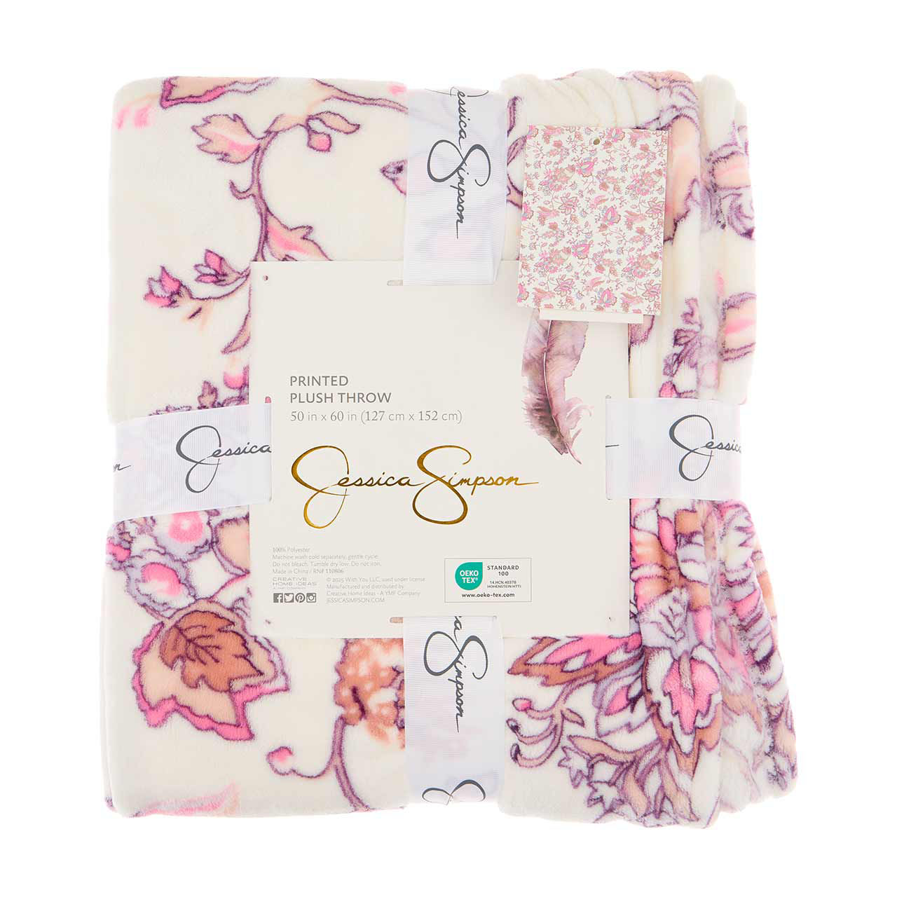 Jessica Simpson Printed Plush Throw, 50 in x 60 in