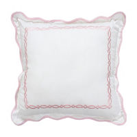 Summer Pink Cotton Embroidered Pillow, 18x18 in