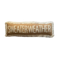 Harvest Halloween Tan Sweater Weather Embroidered Pillow, 8x28