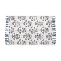 Printed Scatter Rug with Fringe, Blue, 24x36 in
