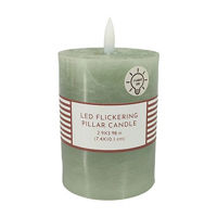 Unscented Green LED Flickering Pillar Candle, 4 in