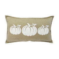 Harvest Tan and White Pumpkin Trio Fabric Lumbar