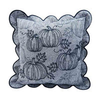 Blue Scalloped Edge Fabric Square Pillow, 18x18 in