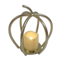 Short Gold Pumpkin-Shaped Metal Lantern