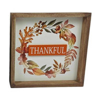 MDF "Thankful" Floral Box Top Sign, 7x7 in