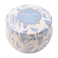 Caramel Apple Popcorn Scented Blue & White Tin Candle, 5 oz