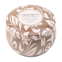 Chocolate Espresso Martini Scented Brown & White Tin Candle, 5 oz