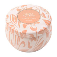 Maple Sugar Brulee Scented Orange & White Tin Candle, 5 oz