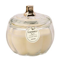 Candied Apple Scented Clear & Gold Pumpkin Shape Glass Candle, 14 oz